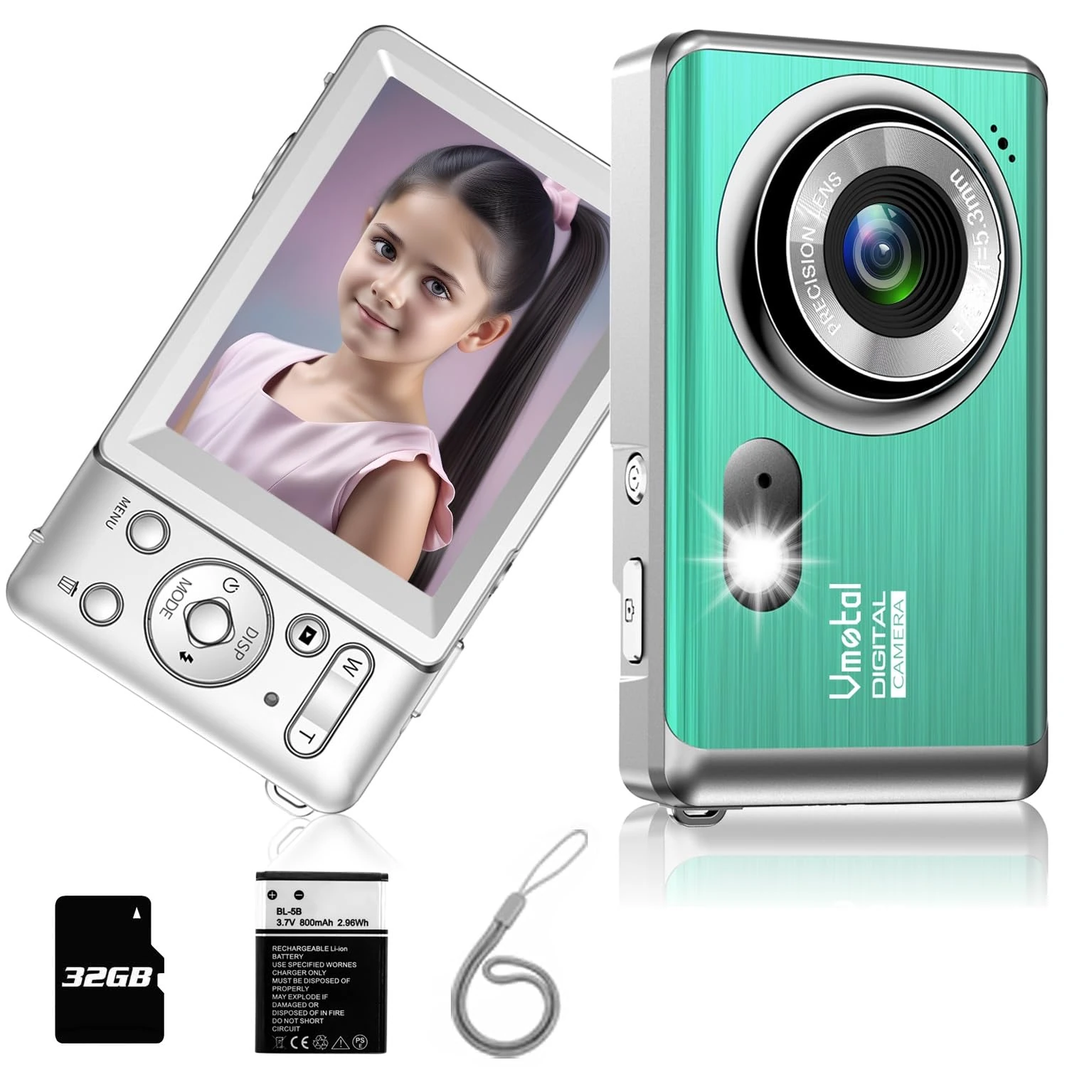 4K Digital Camera with SD Card, 48MP Photo/ 4K Video 30FPS/ 2.8”HD Screen/ 18X Zoom, Compact Camera Beginners for Kid/Children/Teenager/Student/Teens