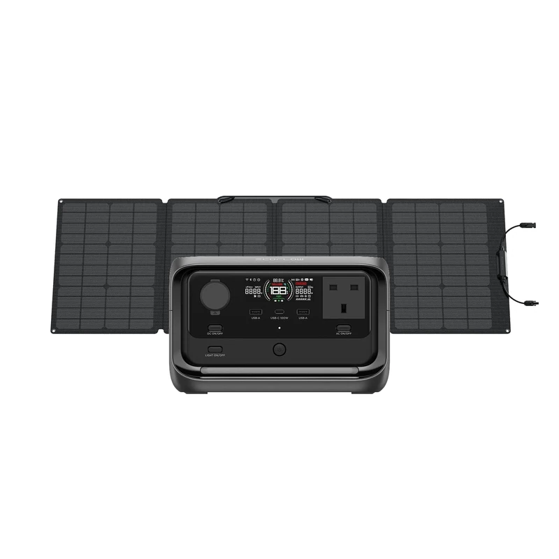 ECOFLOW RIVER 3 Plus Portable Power Station & 110W Solar Panel, 286Wh LFP Battery, Up to 1200W Output, the product is unused, only part of the packaging is defective-Renewed