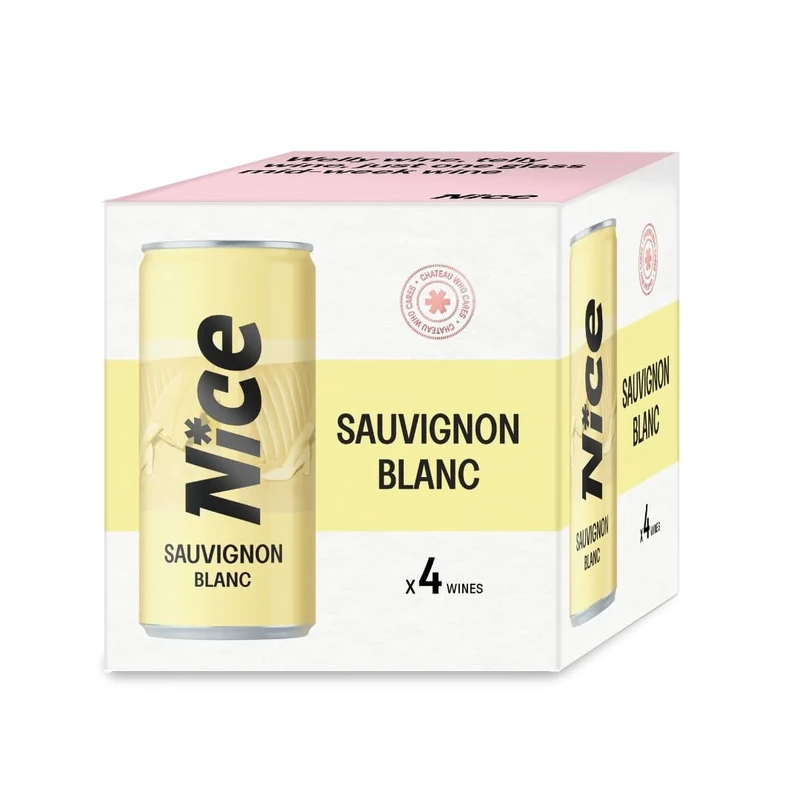 Nice Sauvignon Blanc, Spanish Wine in a Can, Dry, Crisp, Peachy White Wine from La Mancha, Always Good to Go, 4 x 187ml Canned Wine