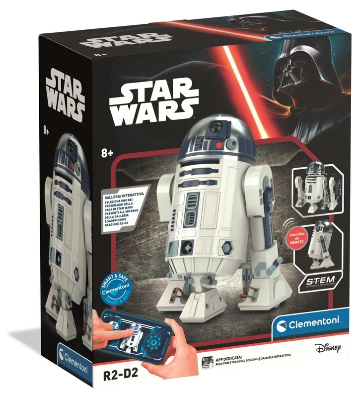 Clementoni Star Wars R2-D2 Robot – Stem – Assembly with +50 Pieces, LED Lights, Original Noise, App Control, Coding and 180° Head Rotor – 55634