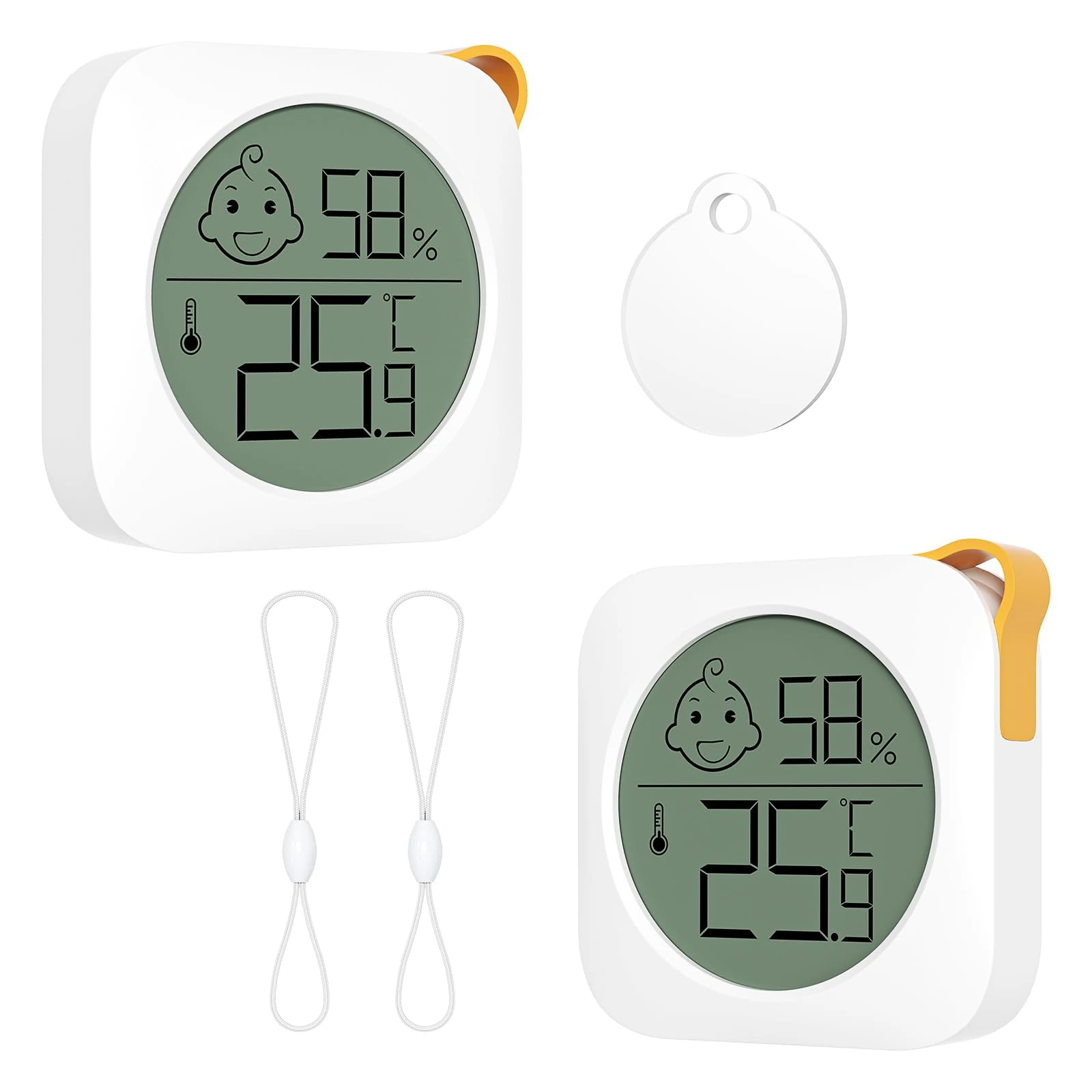 2 Pack Room Thermometer Indoor Hygrometer Mini Digital Humidity Meter Accurate Temperature and Humidity Monitor for Bedroom Home Office Greenhouse