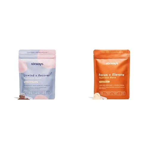Sixways Unwind and Recover, Cocoa Flavour, 30 Servings and Sixways Focus and Elevate, Mango Flavour, 30 Servings