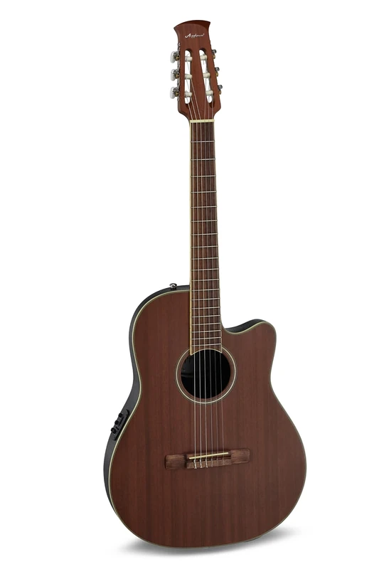 Applause Classic Nylon Electro-Acoustic Concert Guitar - Traditional AB24C Mid Cutaway Nylon - Roundback Lyrachord Body mid-depth - AP3TP Preamp - Mahogany Top - Natural Satin - AB24CM-4S