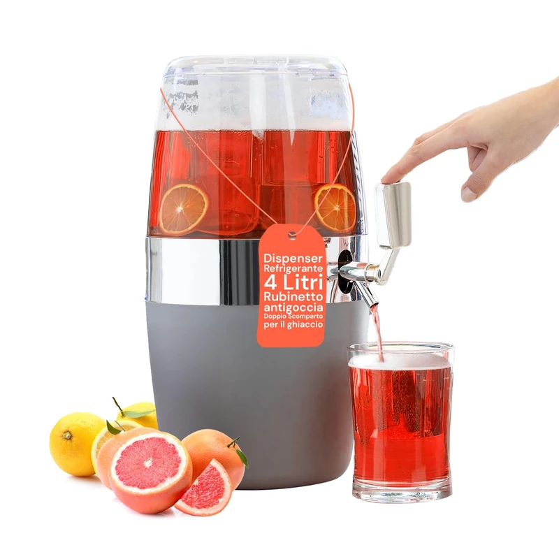 Avilia - Drinks Dispenser with 4L Non-Drip Tap for Outdoor and Indoor Use with Built-in Ice Containers, Easy to Clean, Ideal for Parties, Picnics and Daily Use