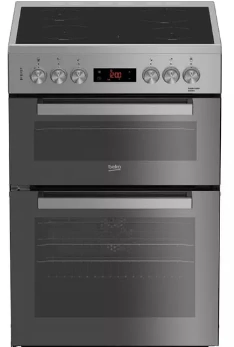 XDC663SM 60cm Freestanding Electric Cooker with Ceramic Hob – Double Oven, Grill – Silver