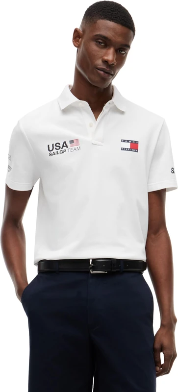 Tommy Hilfiger Men's Polo Shirt Short Sleeve SailGP Replica Regular Fit, White (White), M