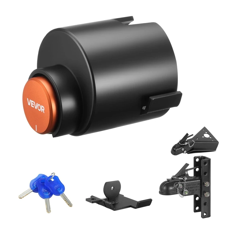 VEVOR Trailer Lock, Fits 2-5/16-Inch Cast Ball Couplers, Heavy Duty Hitch Lock with 3 Keys Secures Security Chains, Corrision-Resistant, Anti-Theft RV Trailer Locks for RV, Trailer, Boat