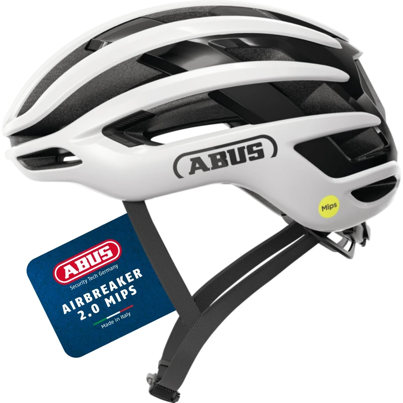ABUS AirBreaker 2.0 MIPS road bike helmet – lightweight bike helmet with a focus on ventilation, aerodynamics, safety and comfort for professional cycling – for women and men – size L, white