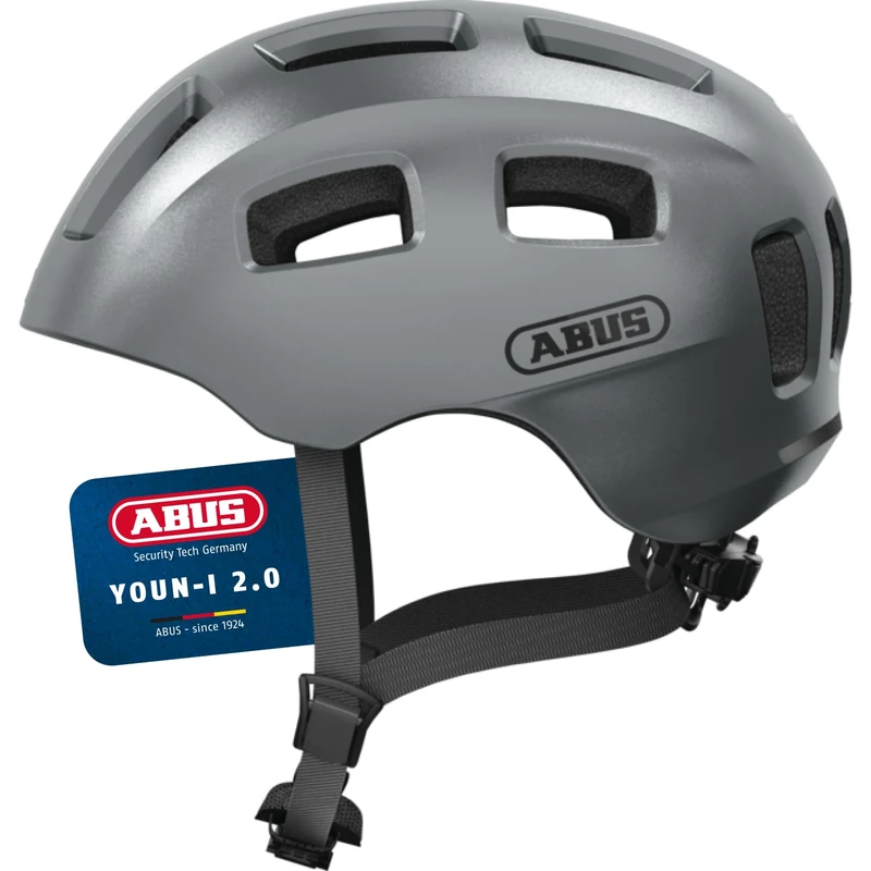 ABUS Youn-I 2.0 bicycle helmet – with light for children, teenagers and young adults – for girls and boys – silver, size S