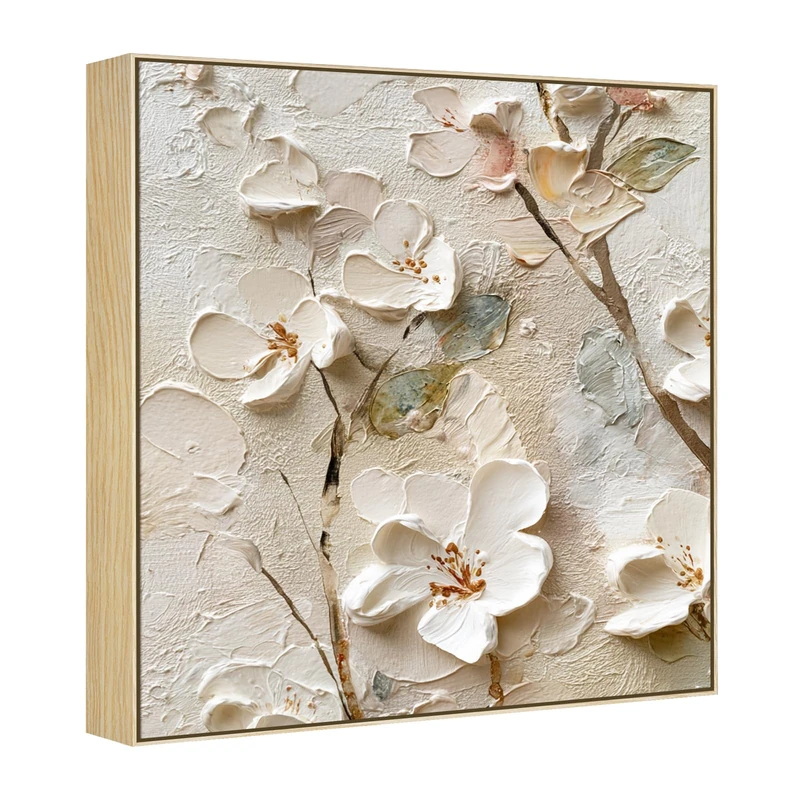 FOLKOR 30x30 Frame for Stretched Canvas Art, DIY Metal Canvas Floater Frames with 1.5" Deep for Oil Diamond Paintings Vintage Prints Artwork, Aesthetic Home Accents Living Room Decor (Natural)