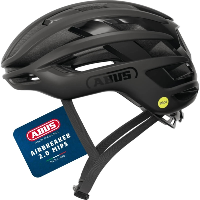 ABUS AirBreaker 2.0 MIPS road bike helmet – lightweight bike helmet with a focus on ventilation, aerodynamics, safety and comfort for professional cycling – for women and men – size S, black