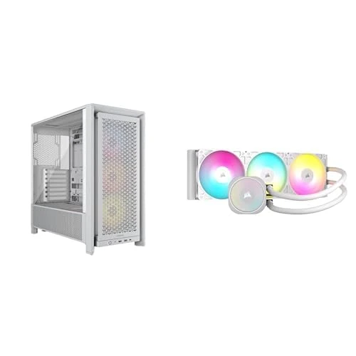 CORSAIR FRAME 4000D RS ARGB Modular Mid-Tower ATX PC Case + NAUTILUS 360 RS ARGB Liquid CPU Cooler Bundle – White