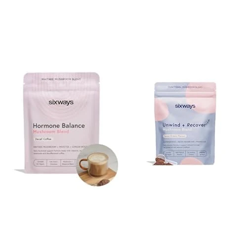 Sixways Unwind and Recover, Cocoa Flavour, 30 Servings and Sixways Hormone Balance, Coffee Flavour, 30 Servings