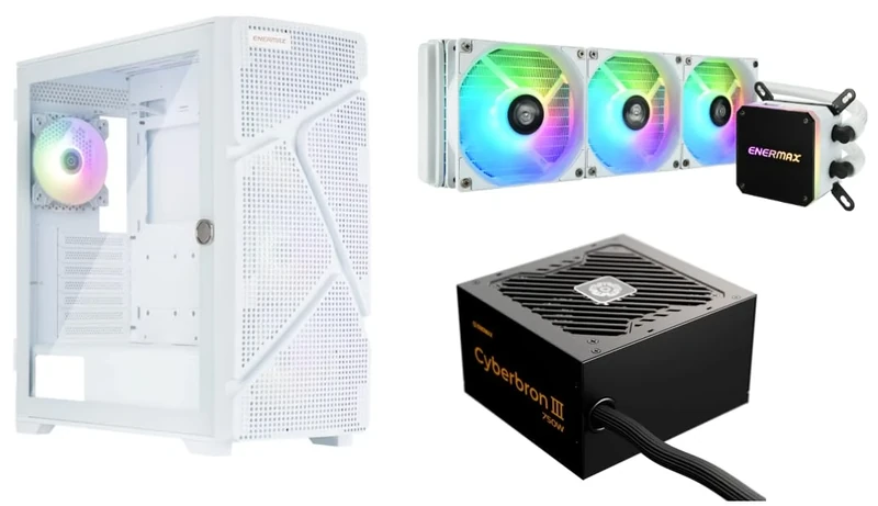 Enermax MarbleShell Mesh MS31 Snow White ARGB Midi Tower Gaming PC Case & CYBERBRON III 750 Watt 80 Plus Bronze Power Supply & Water Cooling LIQMAX III 360 White Bundle; 31WW-750N-360W