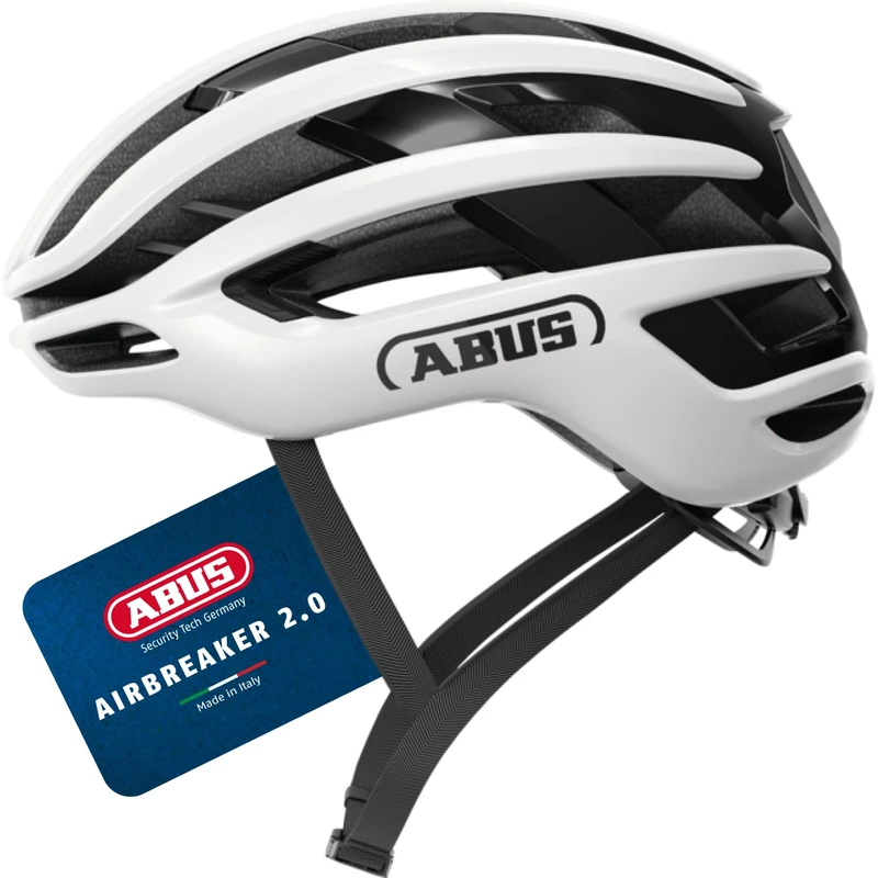 ABUS AirBreaker 2.0 road bike helmet – lightweight bike helmet with a focus on ventilation, aerodynamics, safety and comfort for professional cycling – for women and men – size M, white