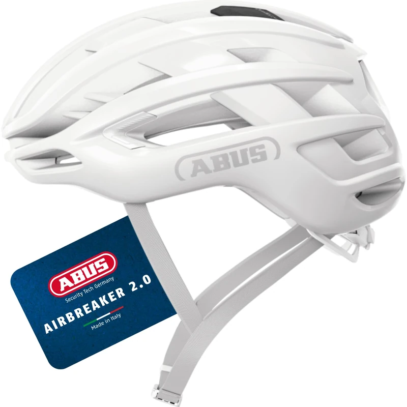 ABUS AirBreaker 2.0 road bike helmet – lightweight bike helmet with a focus on ventilation, aerodynamics, safety and comfort for professional cycling – for women and men – size S, white