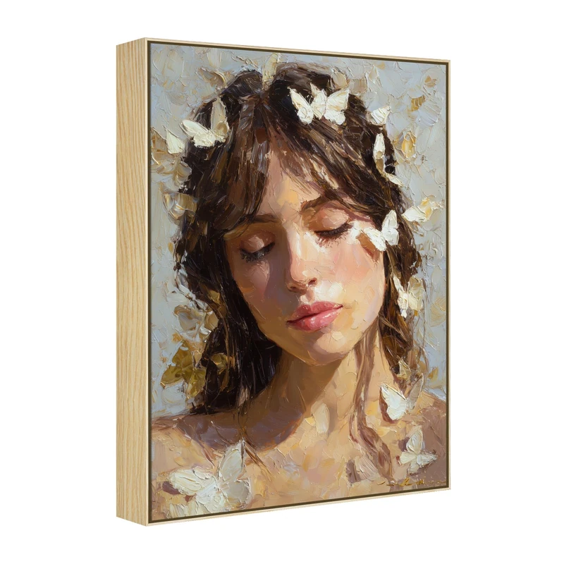 FOLKOR 1.5" Deep Canvas Floater Frame for 24x30 Abstract Paintings,Natural