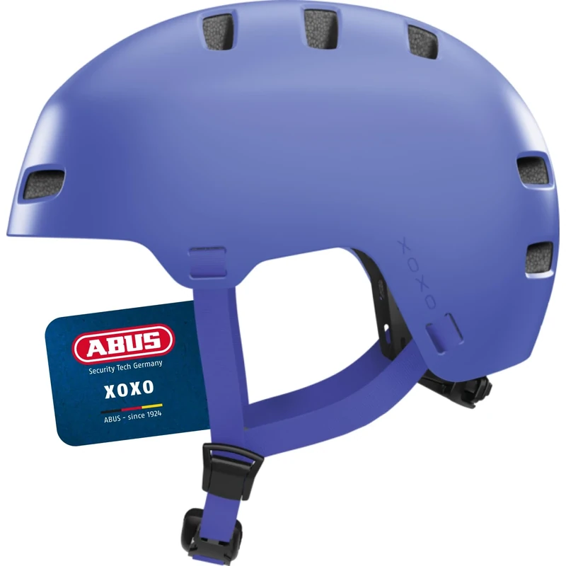 ABUS XOXO Bicycle Helmet - City Helmet in Skater Look - Helmet for Skateboard, Bike, Scooter - with Optimised Chin Pad - for Teenagers and Adults - Size L, Mono Blue