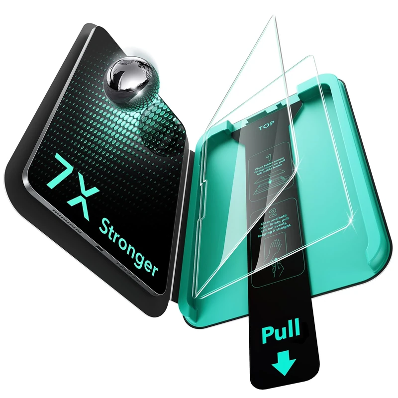 ESR 2 Pack Armorite Screen Protector for iPad Pro 11 Inch M5 2025/M4 2024, Military Grade Protection, 9H Hardness Tempered Glass Film with UltraFit Tray, HD Clarity, Dust and Bubble Free