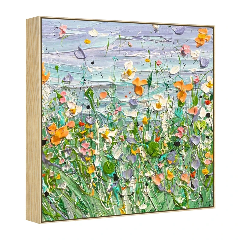 FOLKOR Canvas Floater Frame for 36x36 Art Prints Oil Paintings, 1.5" Deep DIY Metal Floating Frames for Landscape Portrait Bedroom Hallway Entryway Wall Decor, Gift for Birthday Anniversary(Natural)