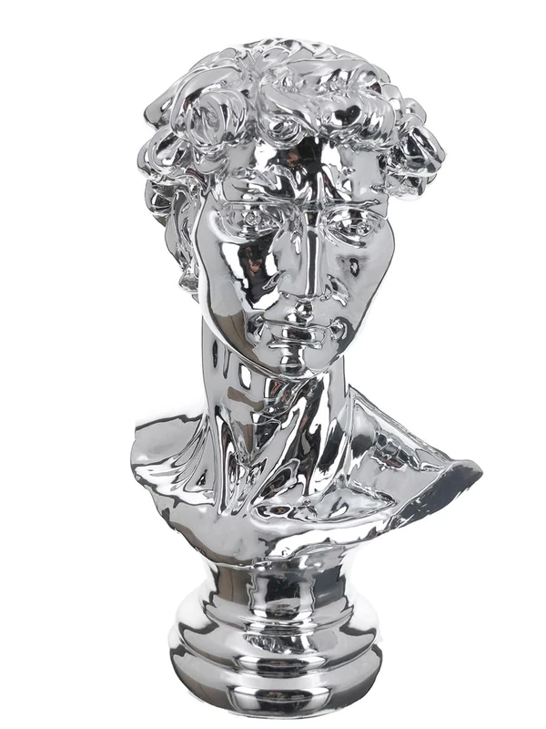 GILDE Decorative Figurine, Resin, Silver, 38x25x17 cm