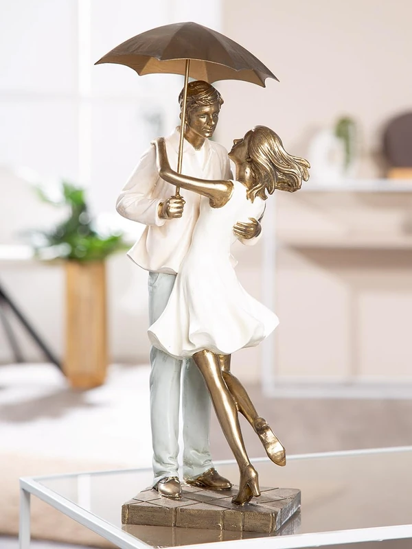 GILDE Decorative Figurine, Poly, Cream, Gold, 39x17x15 cm