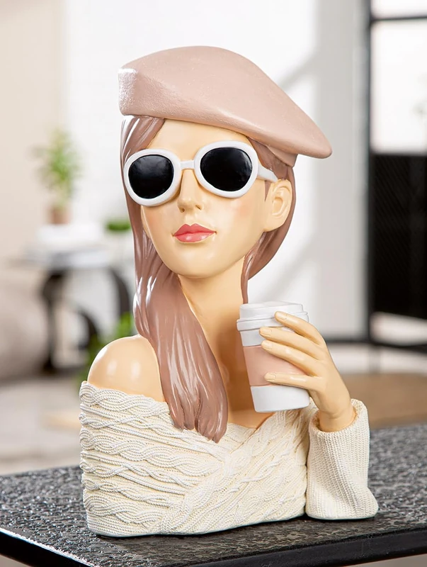 GILDE Lady Adeline White Resin Figurine Textured Finish 28cm High 18cm Wide 13cm Deep Woman
