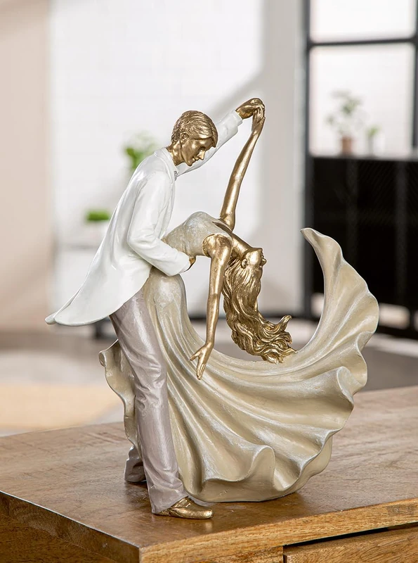 GILDE Salsa Dancer Figurine Resin Gold Metallic Look 28 x 29 x 14 cm