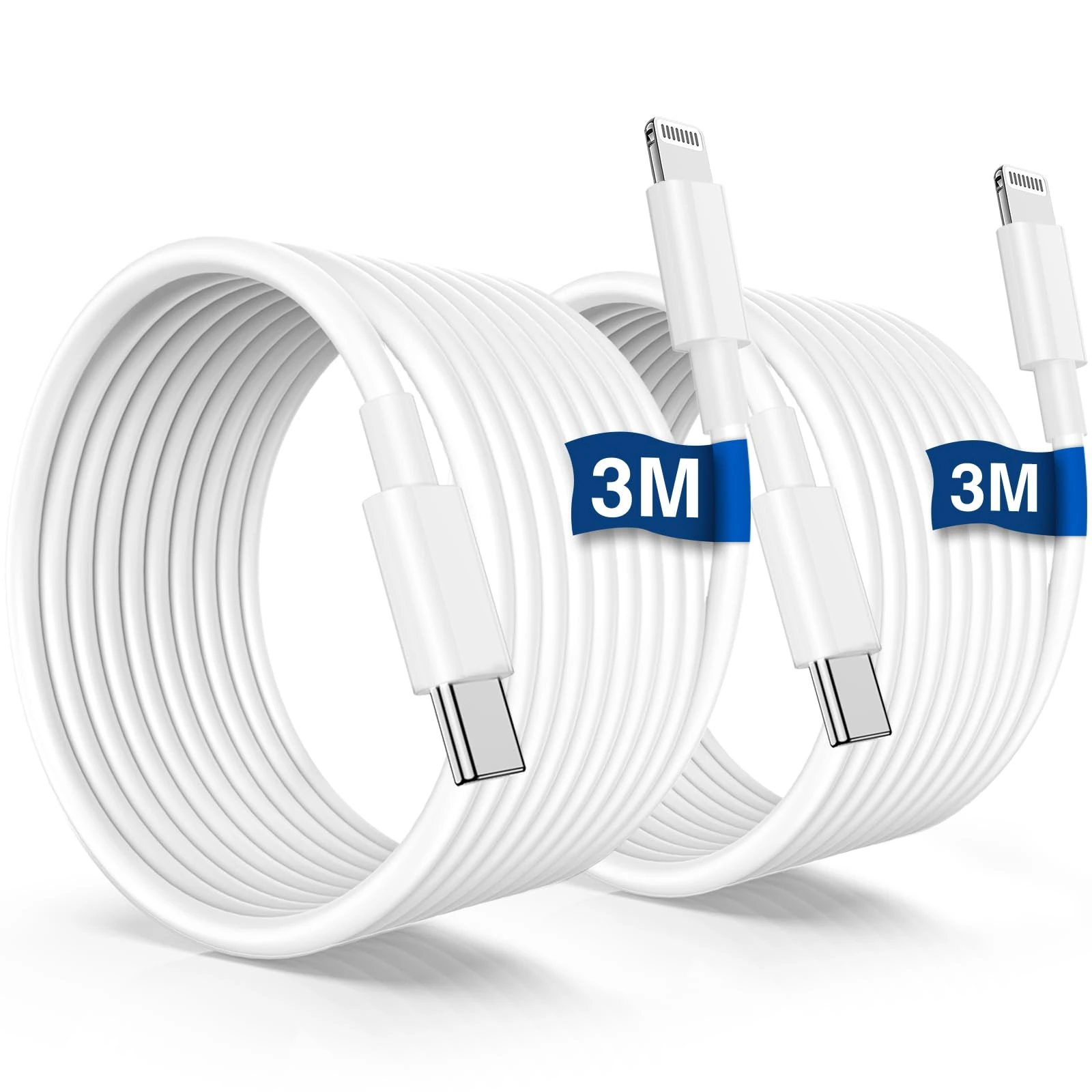 2Pack iPhone 14 13 Charger Cable 3m, [Apple MFi Certified] Extra Long USB C to USB Lightning Charging Lead for iPhone 14 Pro Max/13 Pro/12 mini/11/XS/XR/8 Plus/X/SE/iPad, Type C Fast Charge Wire Cord