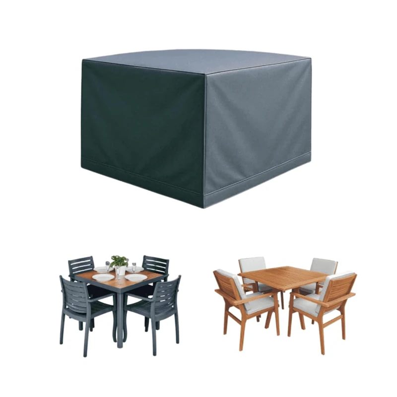 Home Source Flexicover Waterproof Outdoor Furniture Cover, Black – Heavy Duty 130g PE Material, UV Resistant 600D Oxford with Adjustable Straps & Drawstring – Fits Square Sets up to 115x115x71cm