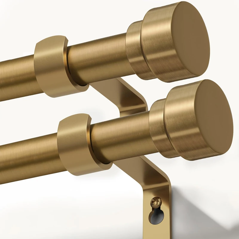 Oneach 2-Pack Heavy Duty Curtain Rods for Windows 48 to 84 Inch, 1 Inch Pole Adjustable Curtain Rod Set with Easy Installation and Modern Design (Antique Gold, 16 to 88 Inch)