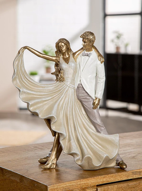 GILDE Gold Metallic Resin Salsa Dancer Figurine 30cm High 27cm Wide 11cm Deep