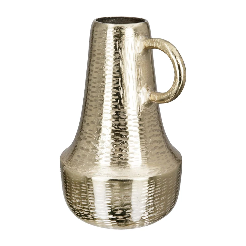 GILDE Lola Aluminium Vase - Gold - Waterproof - Coarse Surface - Height 30 cm x Diameter 19 cm
