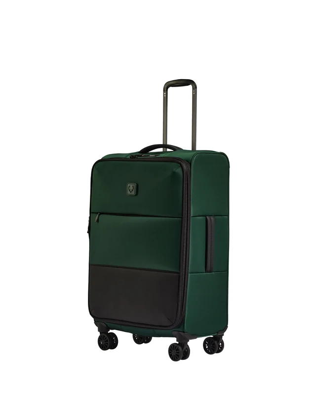 ANTLER - Soft Stripe 2.0 Medium Suitcase - Adjustable Handle, 4 Spinner Wheels, Lightweight, TSA Lock - Recycled Polyester Luggage - 71cm, Antler Green