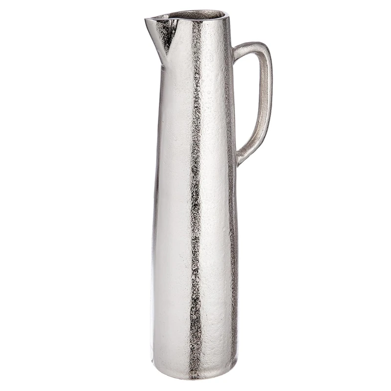Casablanca Brocca Handle Vase Made of Aluminium - Silver - Antique Finish - Height 40 cm x Diameter 11 cm - Image 1