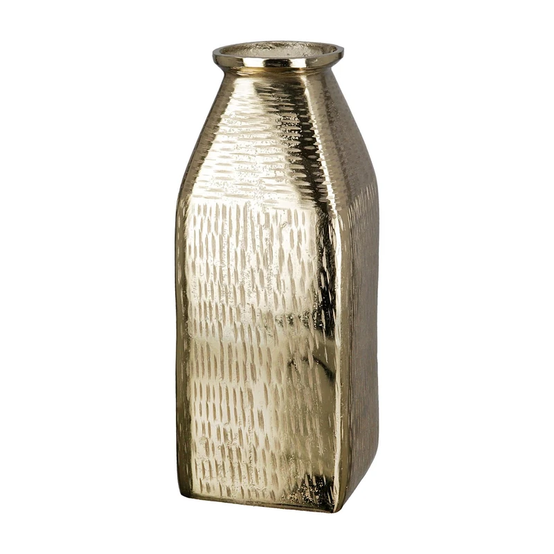GILDE Lola Aluminium Vase - Gold - Waterproof - Coarse Surface - Height 38 cm x Width 13 cm