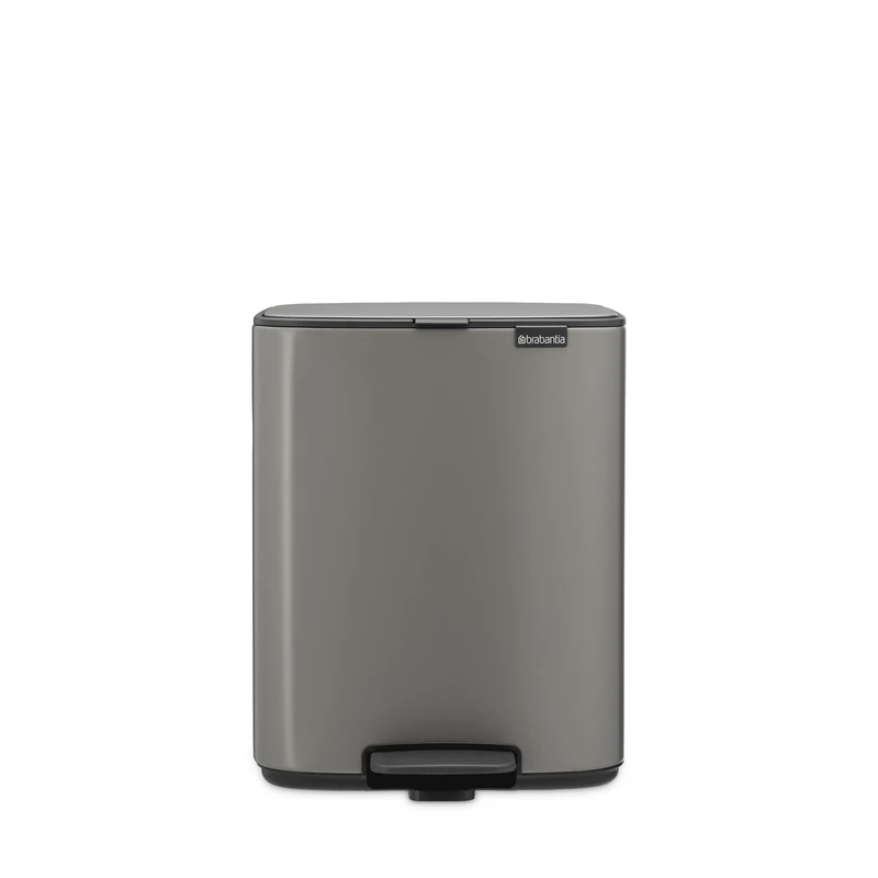 Brabantia Bo Pedal Bin 12L (Platinum), Soft Closing Waste Bin with Light Pedal Operation, Easy to Clean Removable Plastic Inner Bucket with Free PerfectFit Rubbish Bags Included