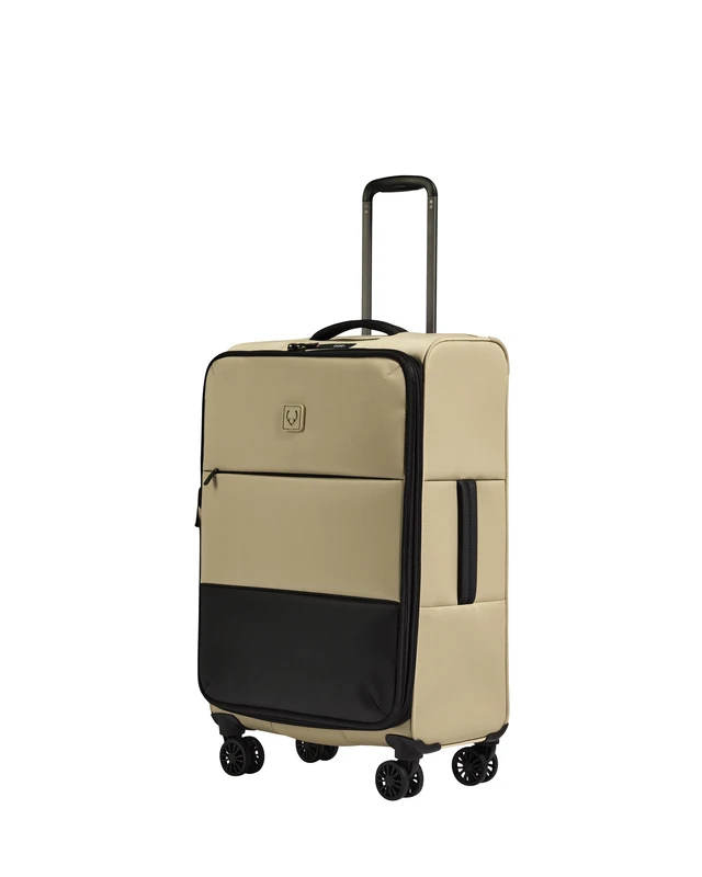 ANTLER - Soft Stripe 2.0 Medium Suitcase - Adjustable Handle, 4 Spinner Wheels, Lightweight, TSA Lock - Recycled Polyester Luggage - 71cm, Sand Yellow