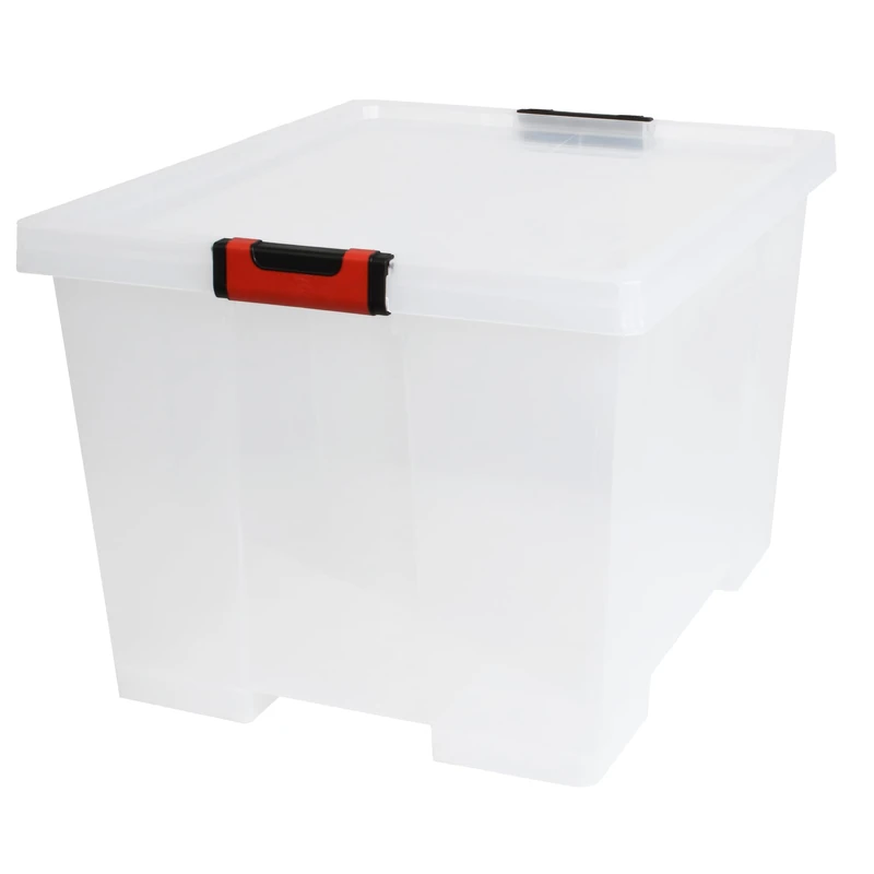 EDA - Storage box 75 l clipstick - with lid - soft-touch handles - nestable and stackable - food-safe - 49.4 x 38.8 x 35.8 cm - transparent