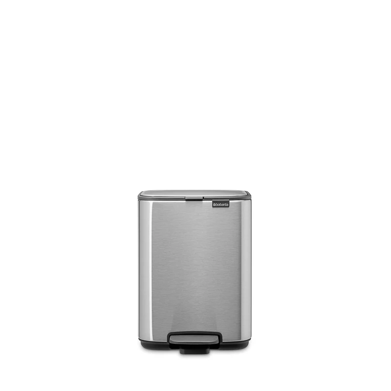 Brabantia Bo Pedal Bin 4L (Matt Steel Fingerprint Proof), Space-Efficient and Soft Closing Waste Bin with Light Pedal Operation, Easy to Clean Inner Bucket with Free PerfectFit Rubbish Bags Included