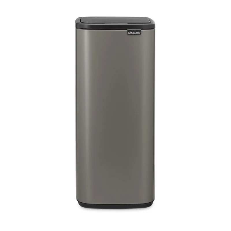 Brabantia Bo Touch Bin 30L (Platinum), Space-Efficient and Rectangular Waste Bin with Soft-Touch Opening System, Easy to Clean Removable Plastic Inner Bucket with Free PerfectFit Rubbish Bags Included
