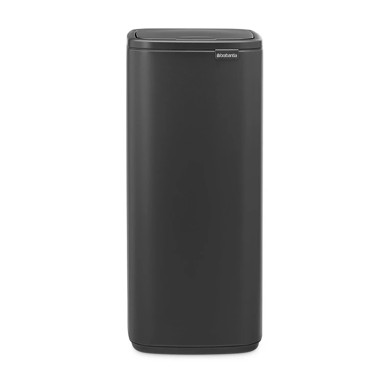 Brabantia Bo Touch Bin 30L (Mineral Infinite Gray), Space-Efficient and Rectangular Waste Bin with Soft-Touch Opening System, Easy to Clean Inner Bucket with Free PerfectFit Rubbish Bags Included