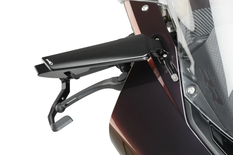 Puig 21565N Aileron Right Mirror; aerodynamic design; CNC-machined aluminum; elegant anodized finish; compatible with optional TAB turn signal at wing base, Black