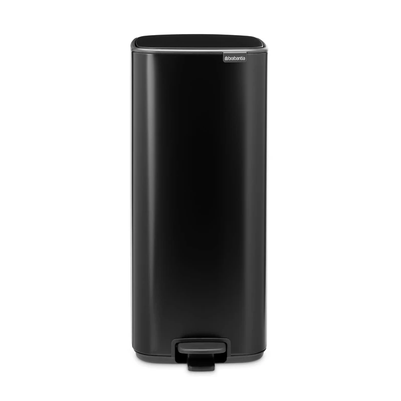 Brabantia Bo Pedal Bin 30L (Matt Black), Soft Closing Waste Bin with Light Pedal Operation, Easy to Clean Removable Plastic Inner Bucket with Free PerfectFit Rubbish Bags Included
