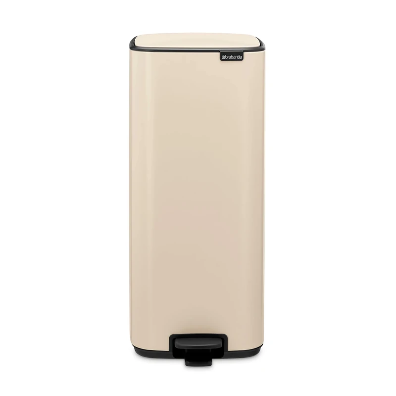 Brabantia Bo Pedal Bin 30L (Soft Beige), Soft Closing Waste Bin with Light Pedal Operation, Easy to Clean Removable Plastic Inner Bucket with Free PerfectFit Rubbish Bags Included