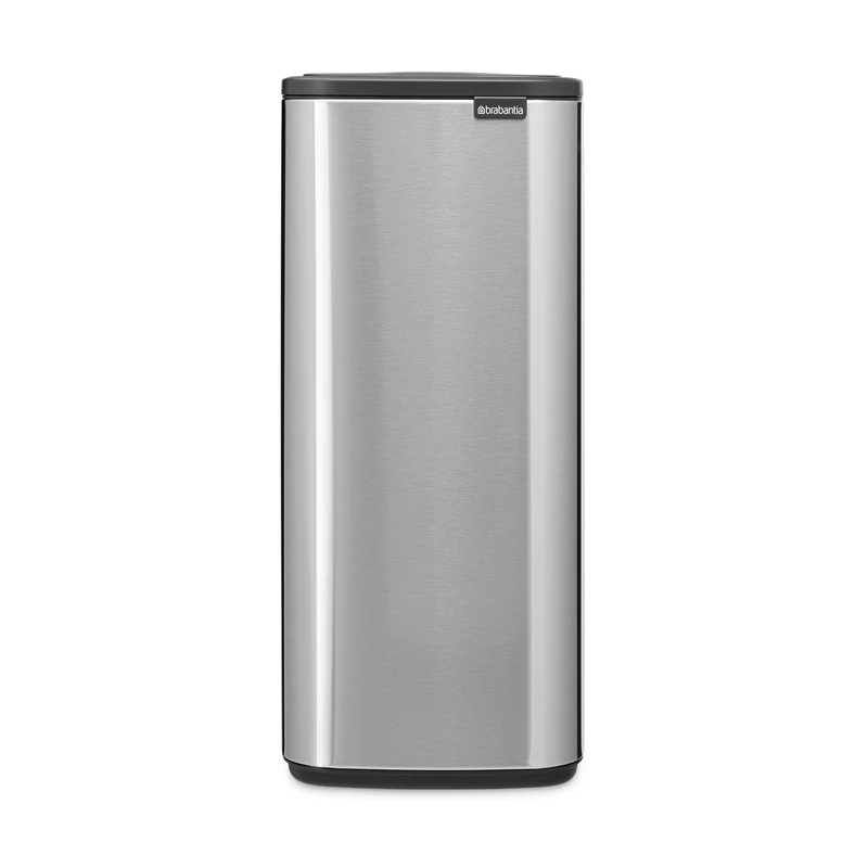 Brabantia Bo Touch Bin 30L (Matt Steel) Fingerprint Proof, Space-Efficient and Rectangular Waste Bin with Soft-Touch Opening System, Easy Clean Inner Bucket with Free PerfectFit Rubbish Bags Included
