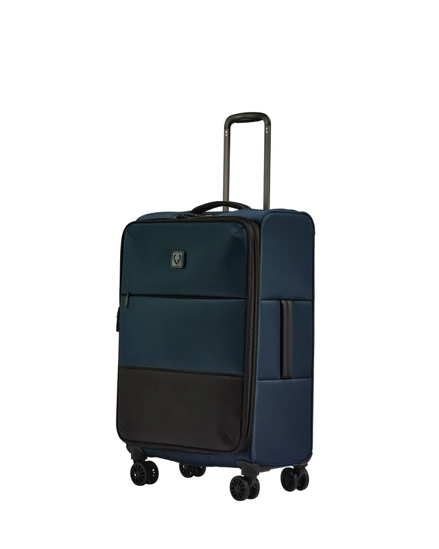 ANTLER - Soft Stripe 2.0 Medium Suitcase - Adjustable Handle, 4 Spinner Wheels, Lightweight, TSA Lock - Recycled Polyester Luggage - 71cm, Indigo Blue