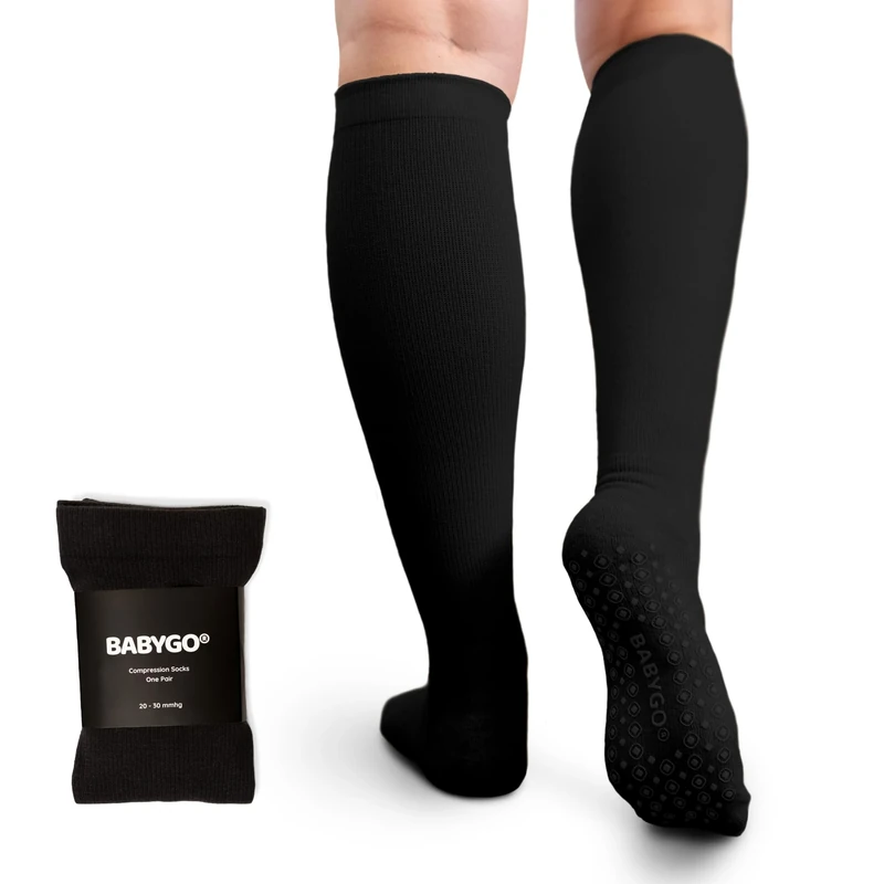 BABYGO Maternity Compression Socks - 20-30mmHg Support, Black M/L