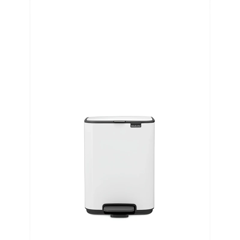 Brabantia Bo Pedal Bin 4L (White), Space-Efficient and Soft Closing Waste Bin with Light Pedal Operation, Easy to Clean Removable Plastic Inner Bucket with Free PerfectFit Rubbish Bags Included
