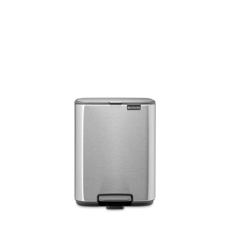 Brabantia Bo Pedal Bin 7L (Matt Steel Fingerprint Proof), Soft Closing Waste Bin with Light Pedal Operation, Easy to Clean Removable Plastic Inner Bucket with Free PerfectFit Rubbish Bags Included